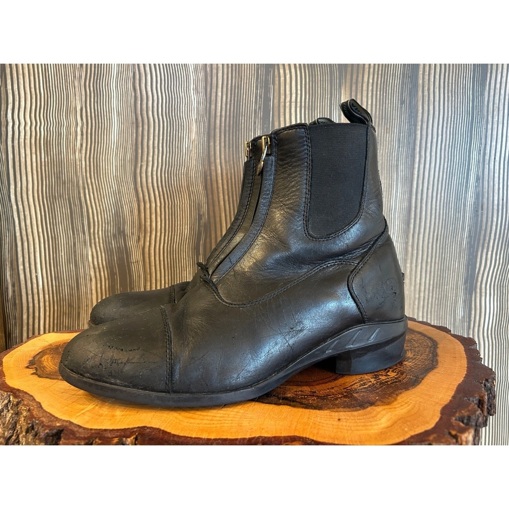 Ariat Mens Paddock Boots 8D Black Leather Front Zip Equestrian Heritage IV READ - Picture 2 of 14